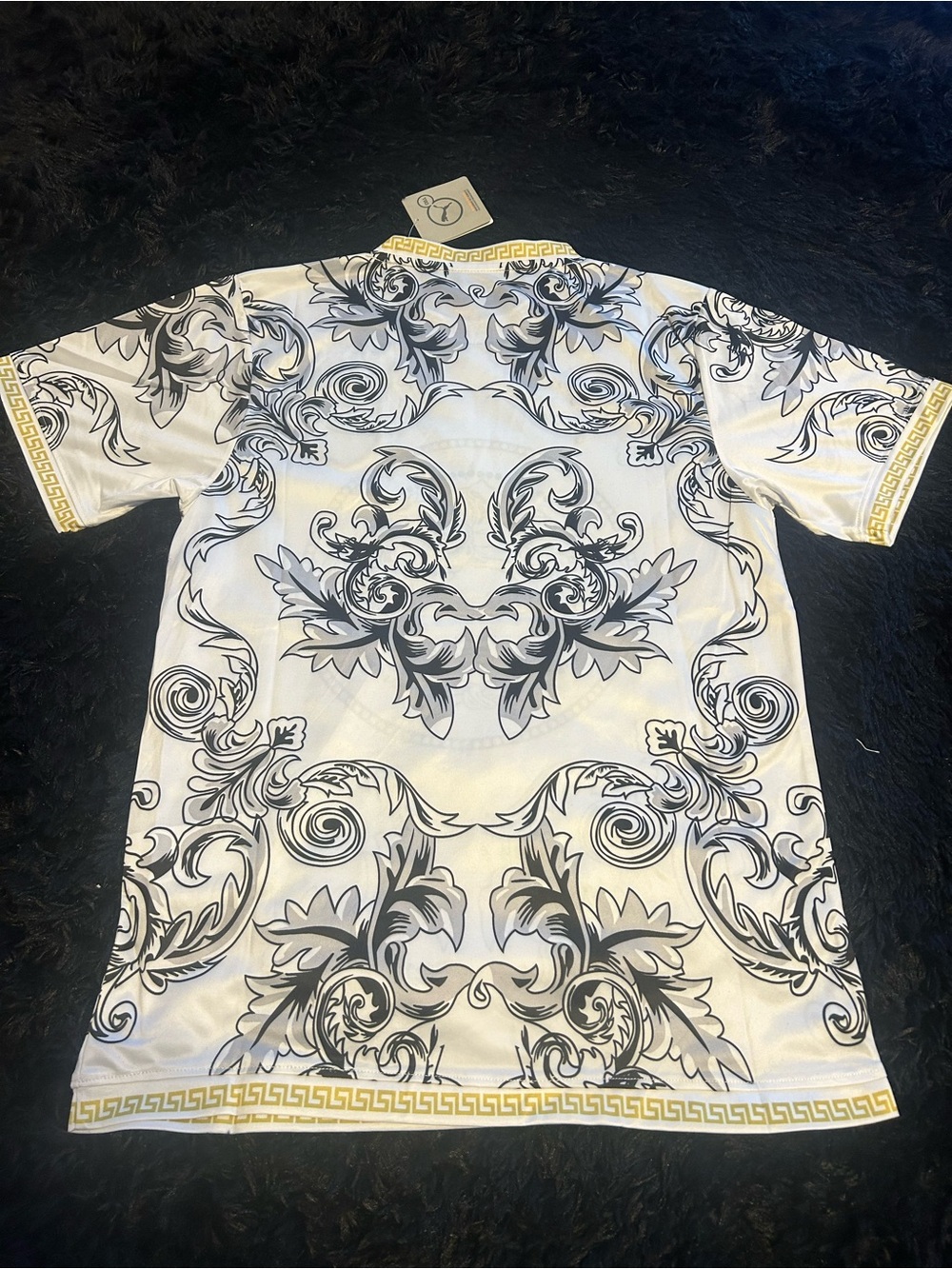 Versace White Short-Sleeve Medusa Tee with Black Baroque and Gold Logo - Picture 3 of 3